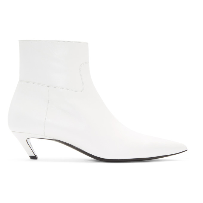 Balenciaga White Slash Heel Boots