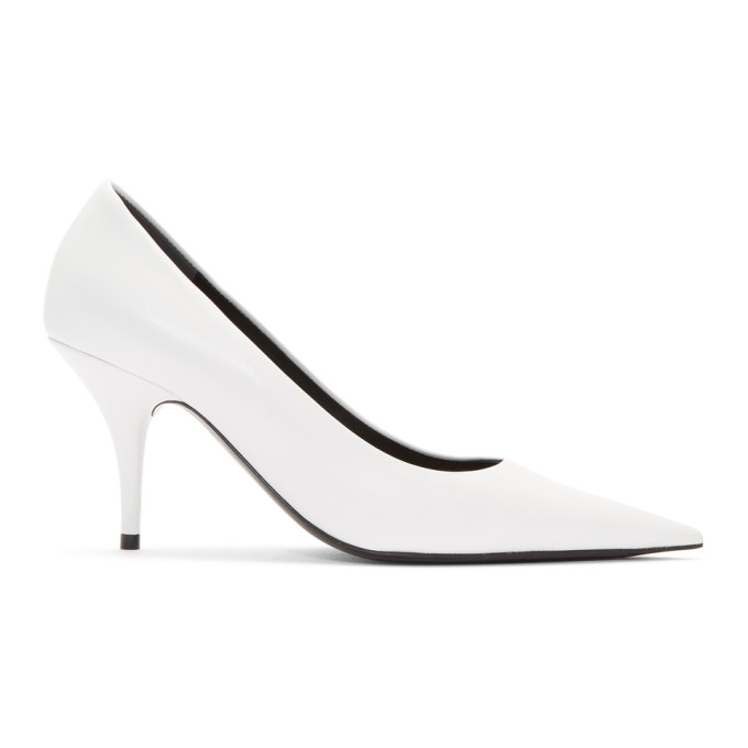 Balenciaga White Leather Pointed Heels