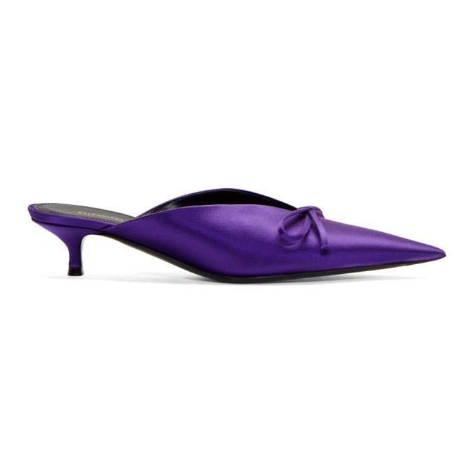 Balenciaga Purple Satin Knife Mules