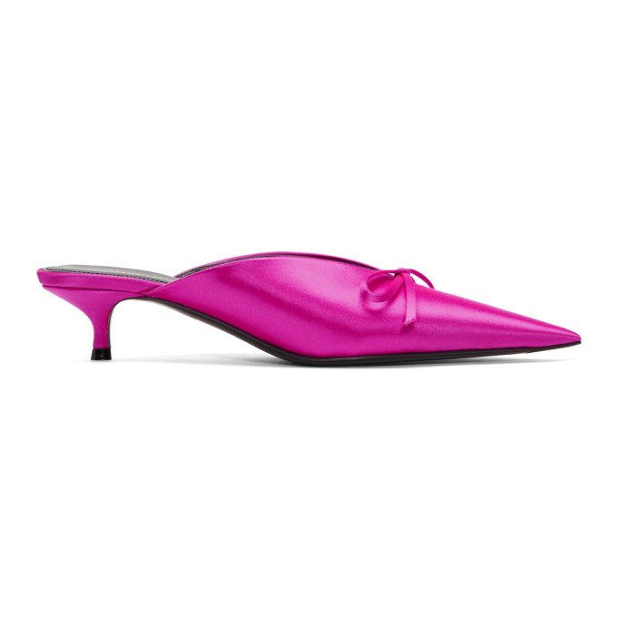 Balenciaga Pink Satin BB Knife Mules