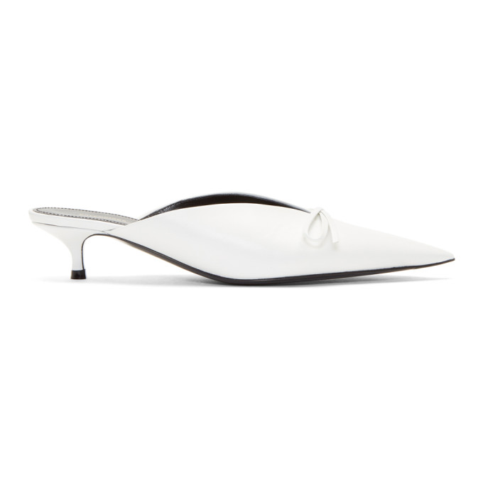 Balenciaga White Leather Knife Mules