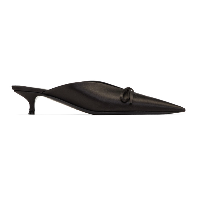 Balenciaga Black Satin Knife Mules