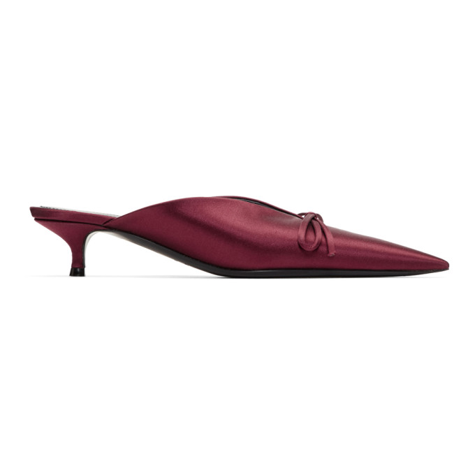 Balenciaga Burgundy Satin Knife Mules