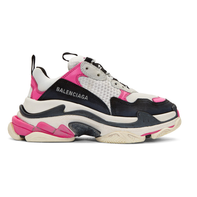Balenciaga Pink & White Triple S Sneakers