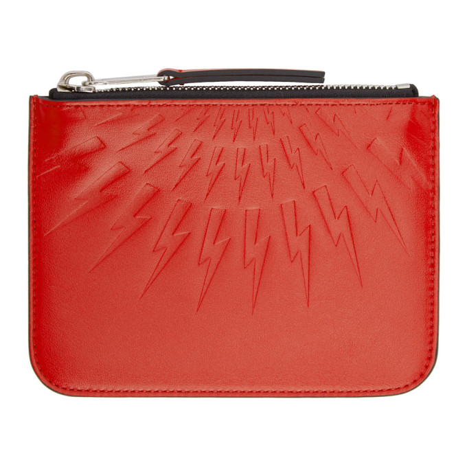 Neil Barrett Red Small Thunderbolt Pouch