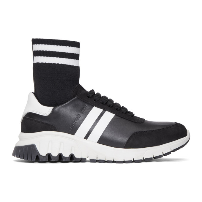 Neil Barrett Black Mid Sock Hybrid Runner