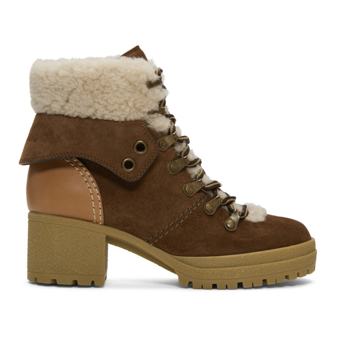 See by Chloe Tan Eileen Lace-Up Heeled Boots