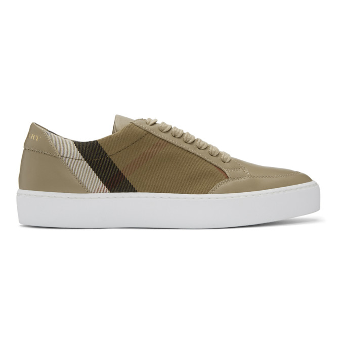 Burberry Beige & Black Check Sneakers
