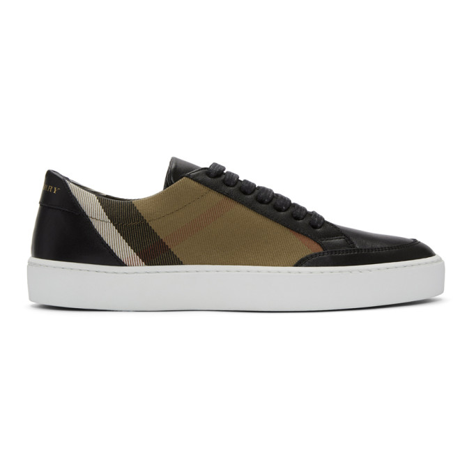 Burberry Beige & Black Check Sneakers
