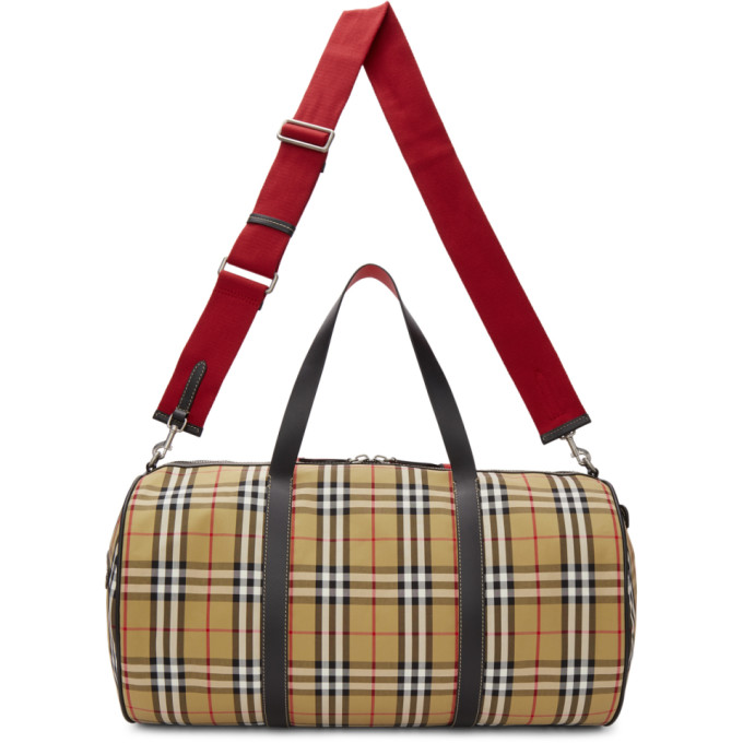 Burberry Beige Large Kennedy Duffle Bag