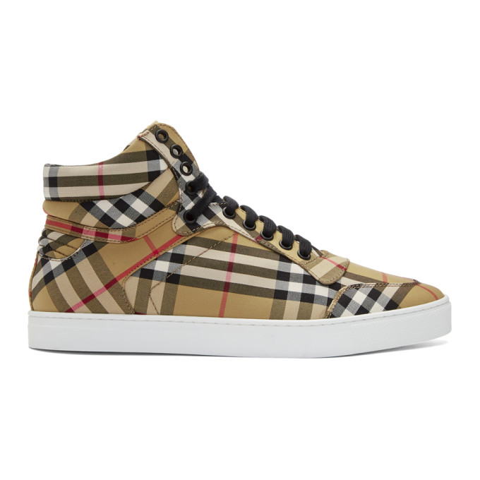 Burberry Black & Beige Reeth High-Top Sneakers