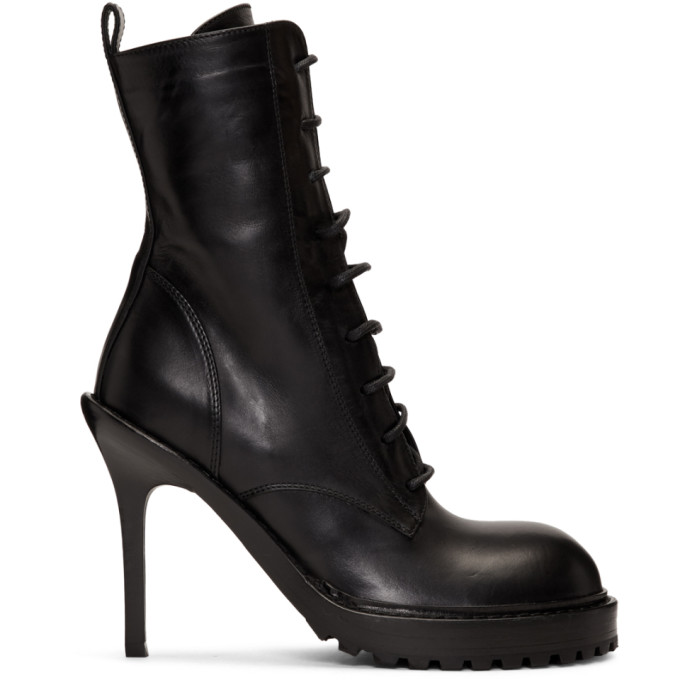 Ann Demeulemeester Black Lace-Up Boots