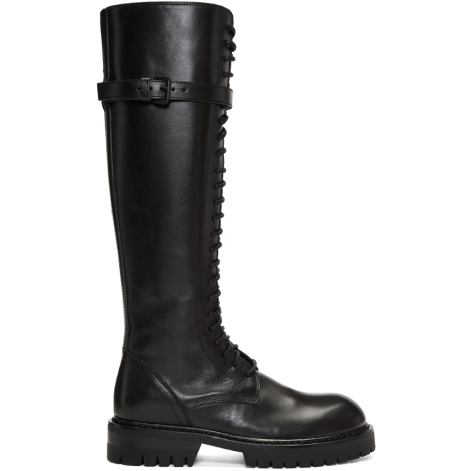 Ann Demeulemeester Black Tall Lace-Up Boots