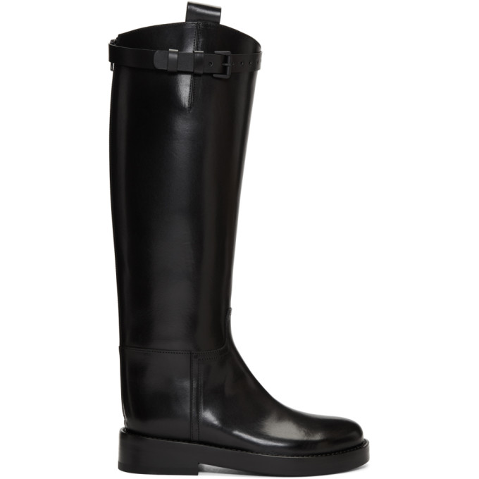 Ann Demeulemeester Black Tall Buckle Boots