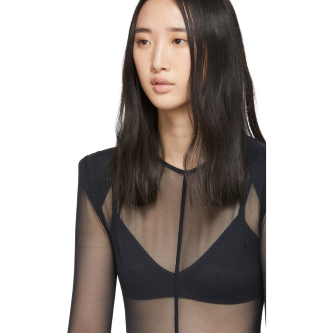 ANN DEMEULEMEESTER ANN DEMEULEMEESTER BLACK LA FILLE DO EDITION SOFT TULLE CONSTRUCTED BODYSUIT