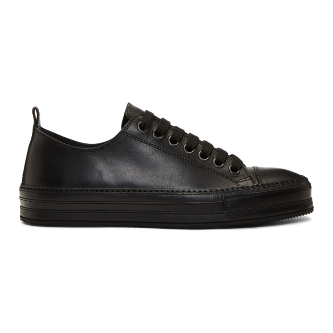 Ann Demeulemeester Black Leather Oil Sneakers