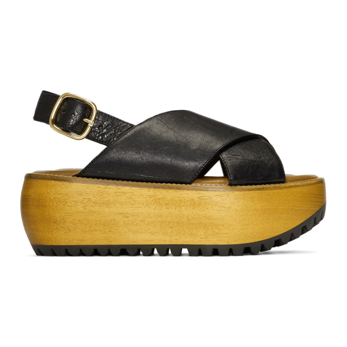Marni Black Nappa Platform Sandals