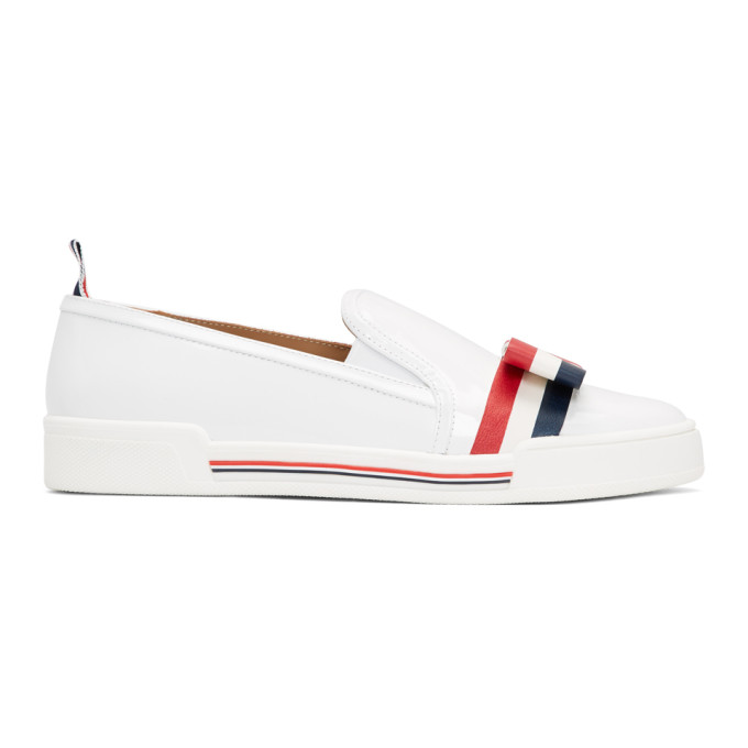 Thom Browne White Bow Slip-On Sneakers