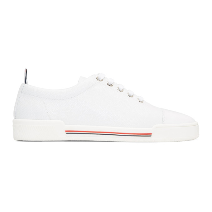 Thom Browne White Four Bar Toe Cap Sneakers