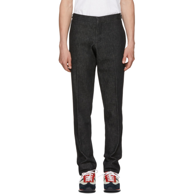 THOM BROWNE THOM BROWNE BLACK DENIM UNCONSTRUCTED LOW-RISE SKINNY TROUSERS