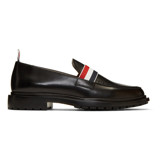 Thom Browne Black Tricolor Band Loafers