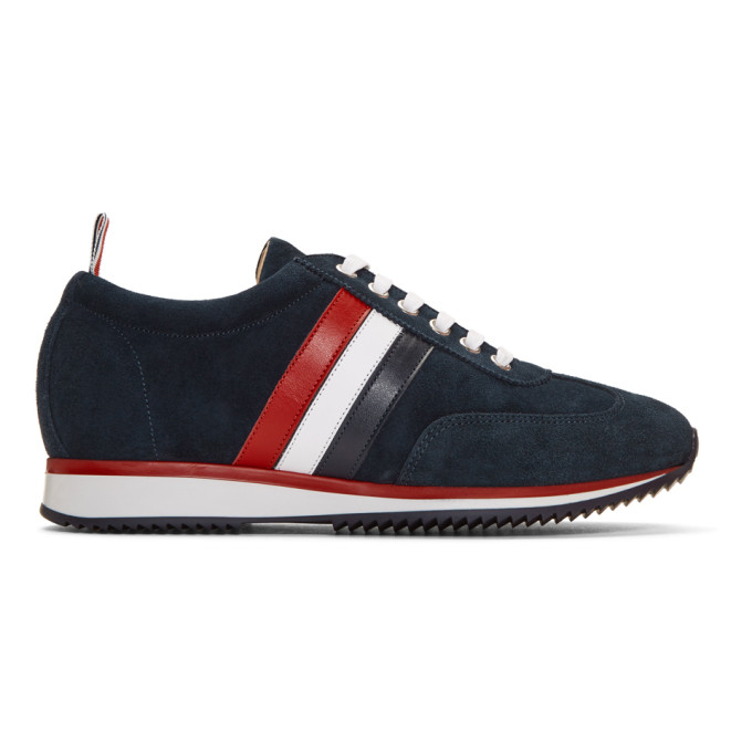 Thom Browne Navy Suede Sneakers
