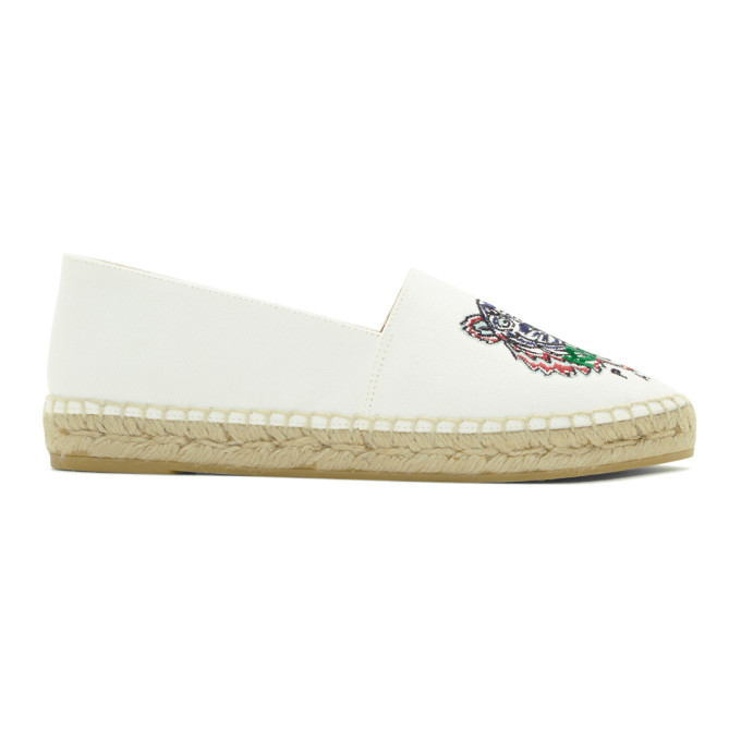 Kenzo White Canvas Tiger Espadrilles