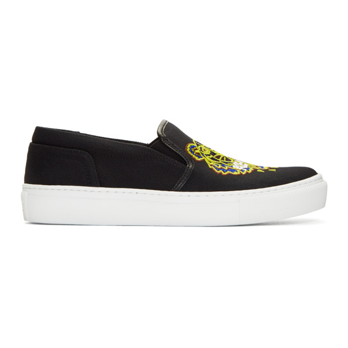 KENZO KENZO BLACK TIGER K-SKATE SLIP-ON SNEAKERS