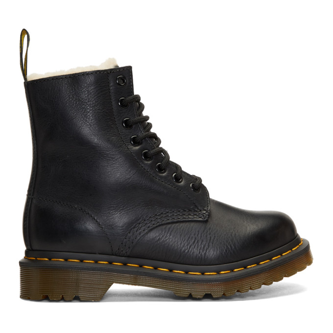 Dr. Martens Black Faux-Fur 1460 Serena Boots