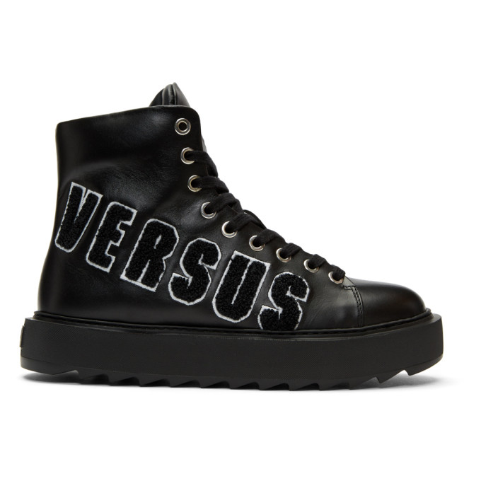 Versus Black Logo High-Top Sneakers