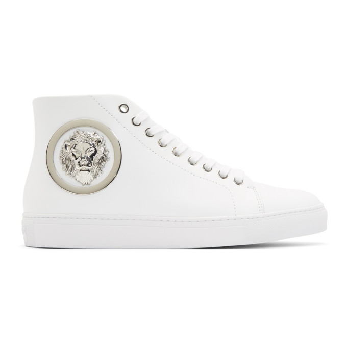 Versus White Lion High-Top Sneakers