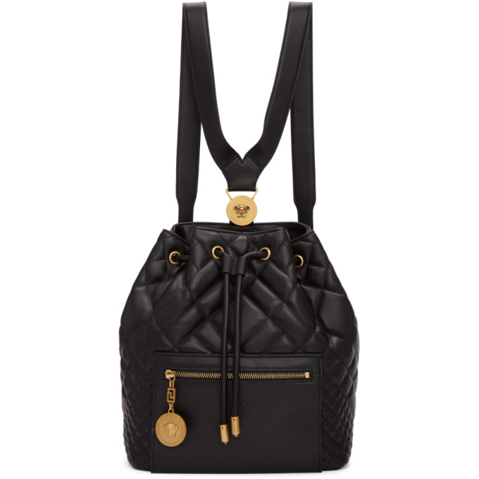 Versace Black Quilted Medusa Tribute Backpack