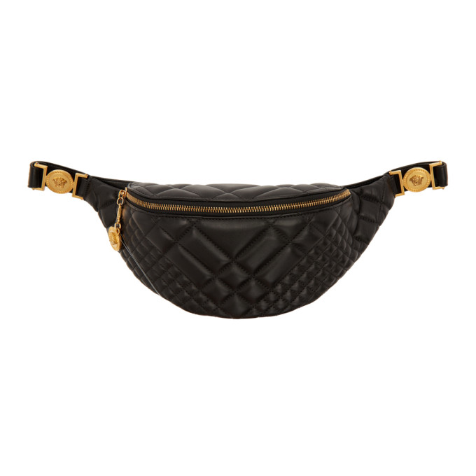 Versace Black Quilted Medusa Belt Bag