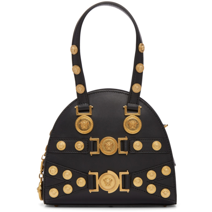 VERSACE VERSACE BLACK SMALL MEDUSA BOWLING BAG