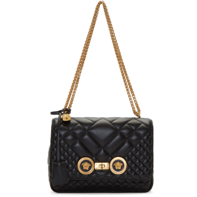 Versace Black Medium Medusa Tribute Quilted Chain Bag