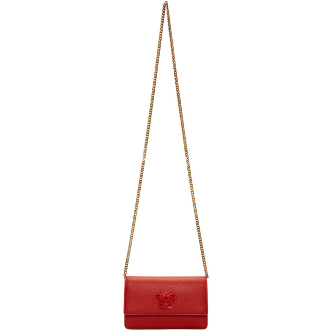 Versace Red Medusa Chain Wallet Bag