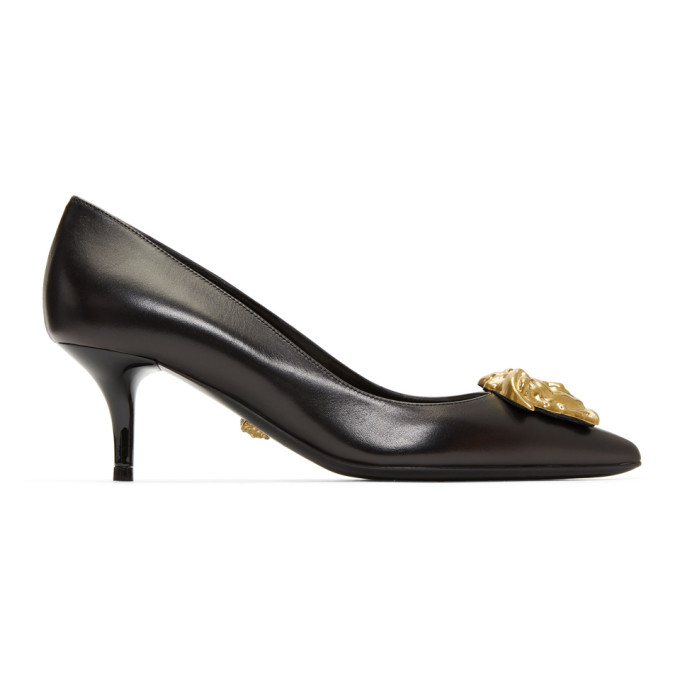 Versace Black Medusa Tribute Kitten Heels