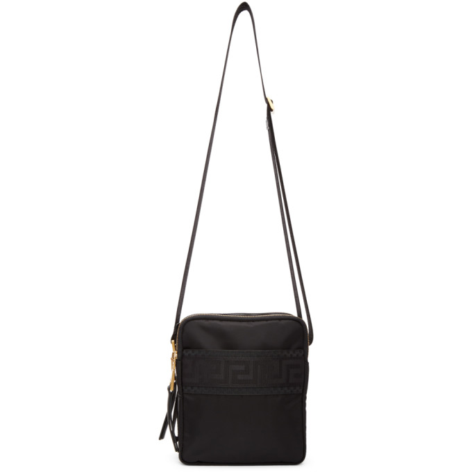 Versace Black Greek Cross Messenger Bag