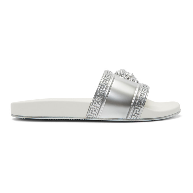 Versace Silver Medusa Pool Slides