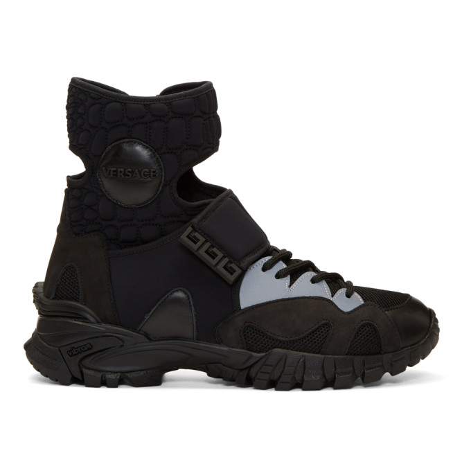 Versace Black Hybrid High-Top Sneakers