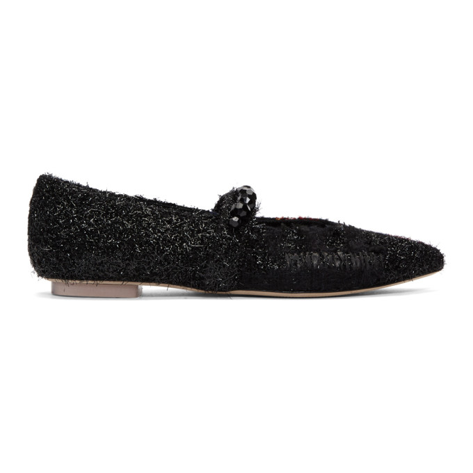 Simone Rocha Black & Red Embellished Strap Ballerina Flats