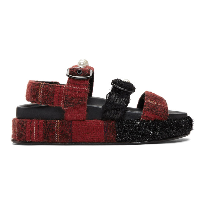 Simone Rocha Red Tartan Sandals
