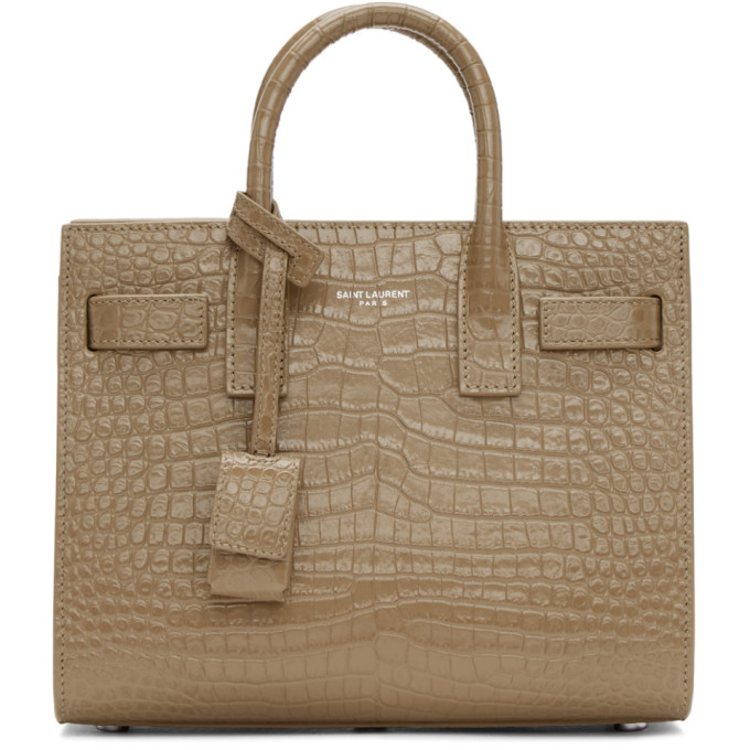 SAINT LAURENT SAINT LAURENT TAUPE CROC NANO SAC DE JOUR TOTE