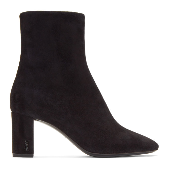 Saint Laurent Black Loulou Heeled Boots