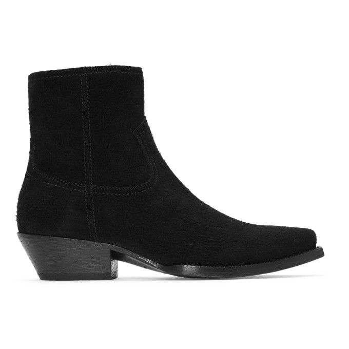 Saint Laurent Black Suede Lukas Boots