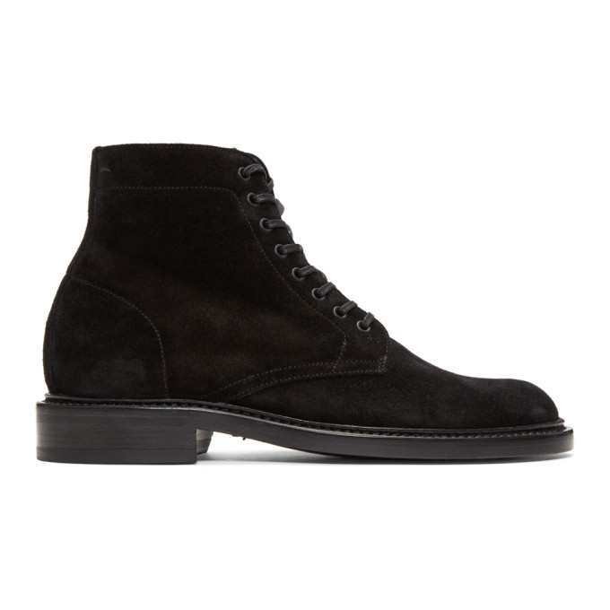 Saint Laurent Black Suede Army Ranger Boots