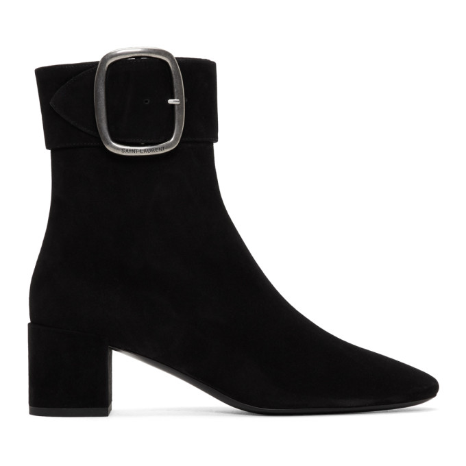 Saint Laurent Black Joplin Buckle Boots