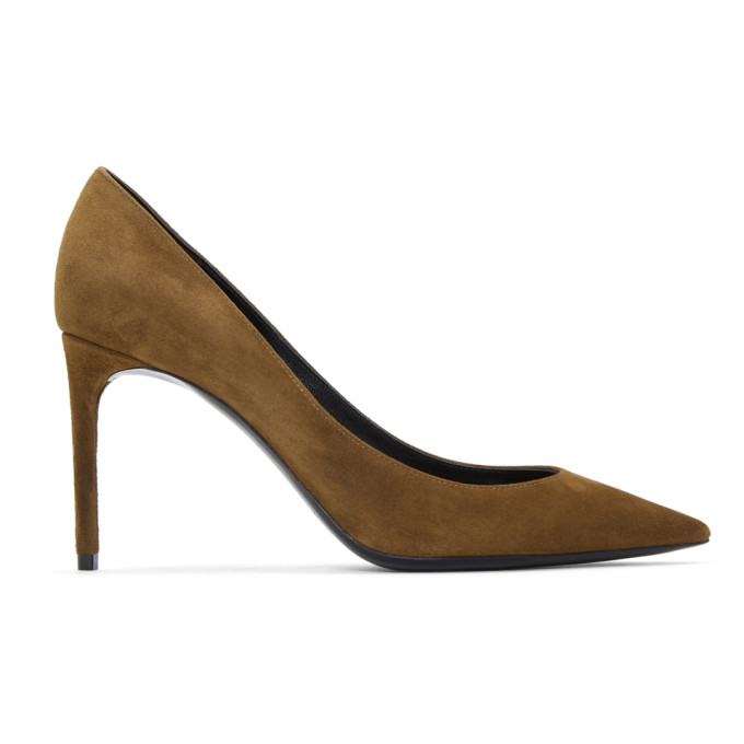 Saint Laurent Tan Suede Zoe Heels