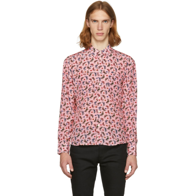 SAINT LAURENT SAINT LAURENT PINK DIRT BIKE SHIRT