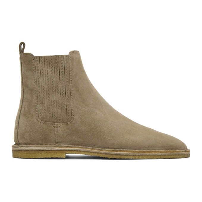 light suede chelsea boots